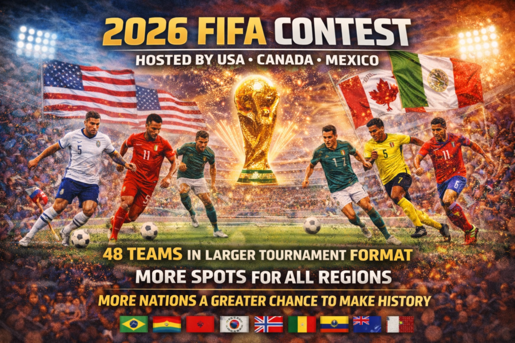 2026 FIFA World Cup hosted by USA, Canada, and Mexico featuring the expanded 48-team tournament format.