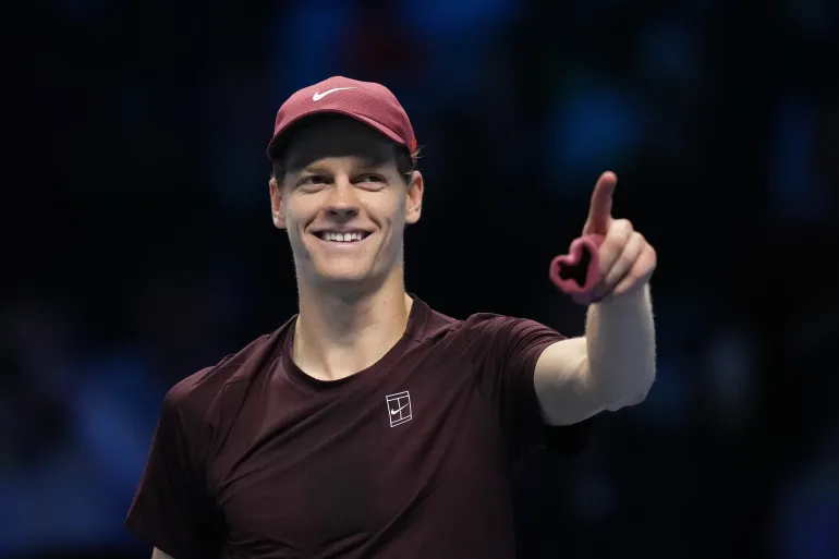 Jannik Sinner, Italian tennis player in action