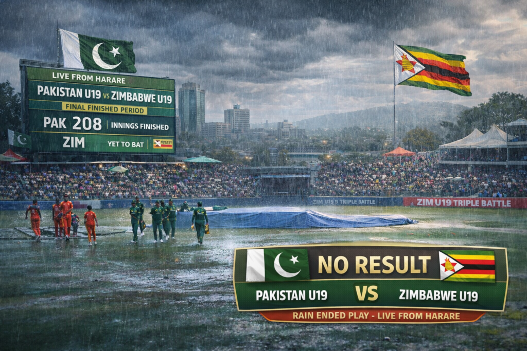 Rain halts Pakistan U19 vs Zimbabwe U19 cricket match in Harare with no result declared