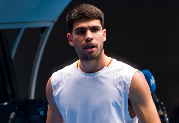 Carlos Alcaraz, Spanish tennis player in action on court